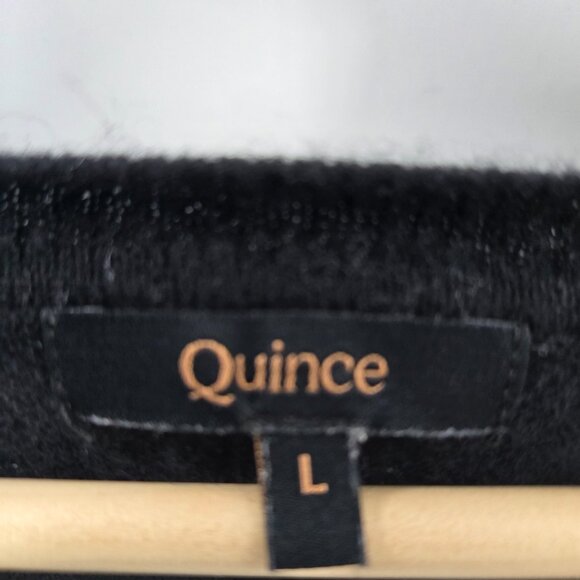 Quince Black 100% Mongolian Cashmere V-Neck Size Large - Picture 5 of 11